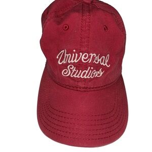 Vtg Universal Studios Embroidered Hat Adjustable Strap Back Cap burgundy Red